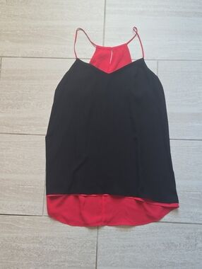 Two-Tone Black and Red Spaghetti Strap Camisole Reversible